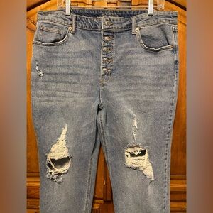 Wild Fable high rise straight ankle distressed ripped raw hem jeans size 18